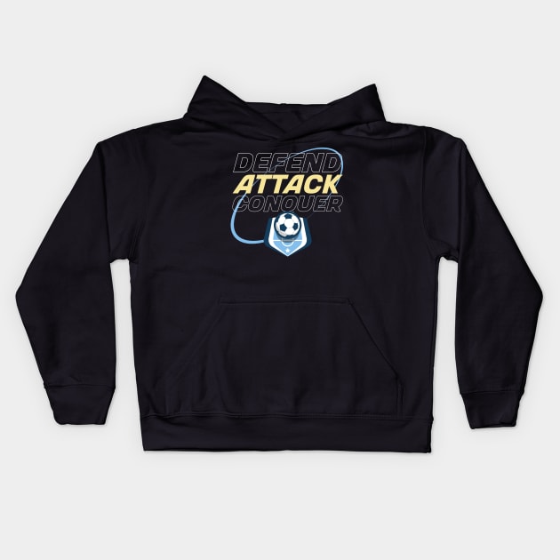 defend attack conquer Kids Hoodie by Funky Chicken Apparel